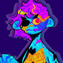 A zombie in really flashy colors, drawn by 1weirdError.